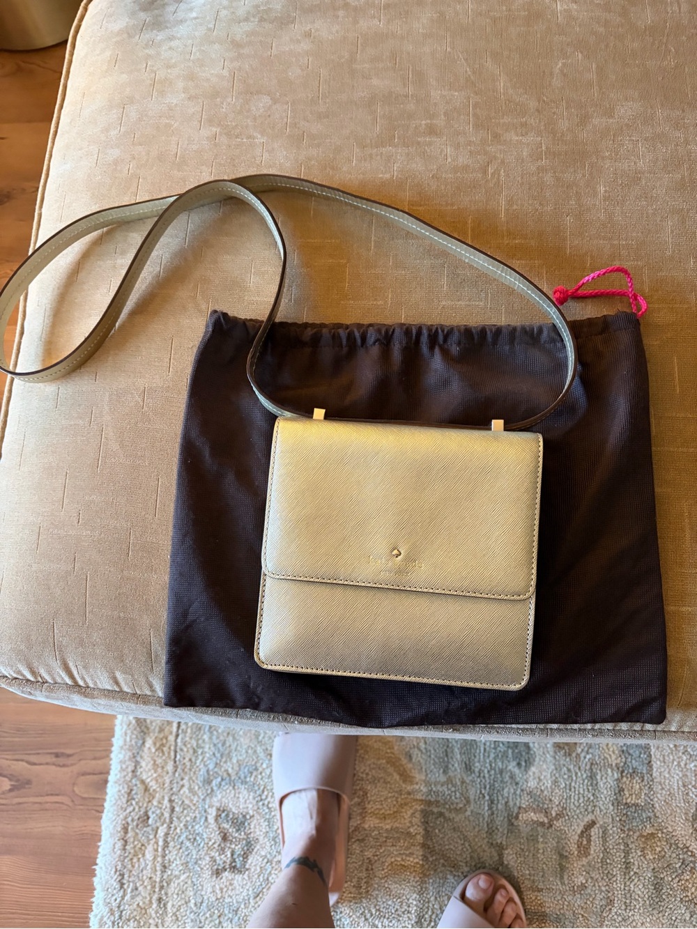 Kate Spade metallic gold box bag saffiano leather